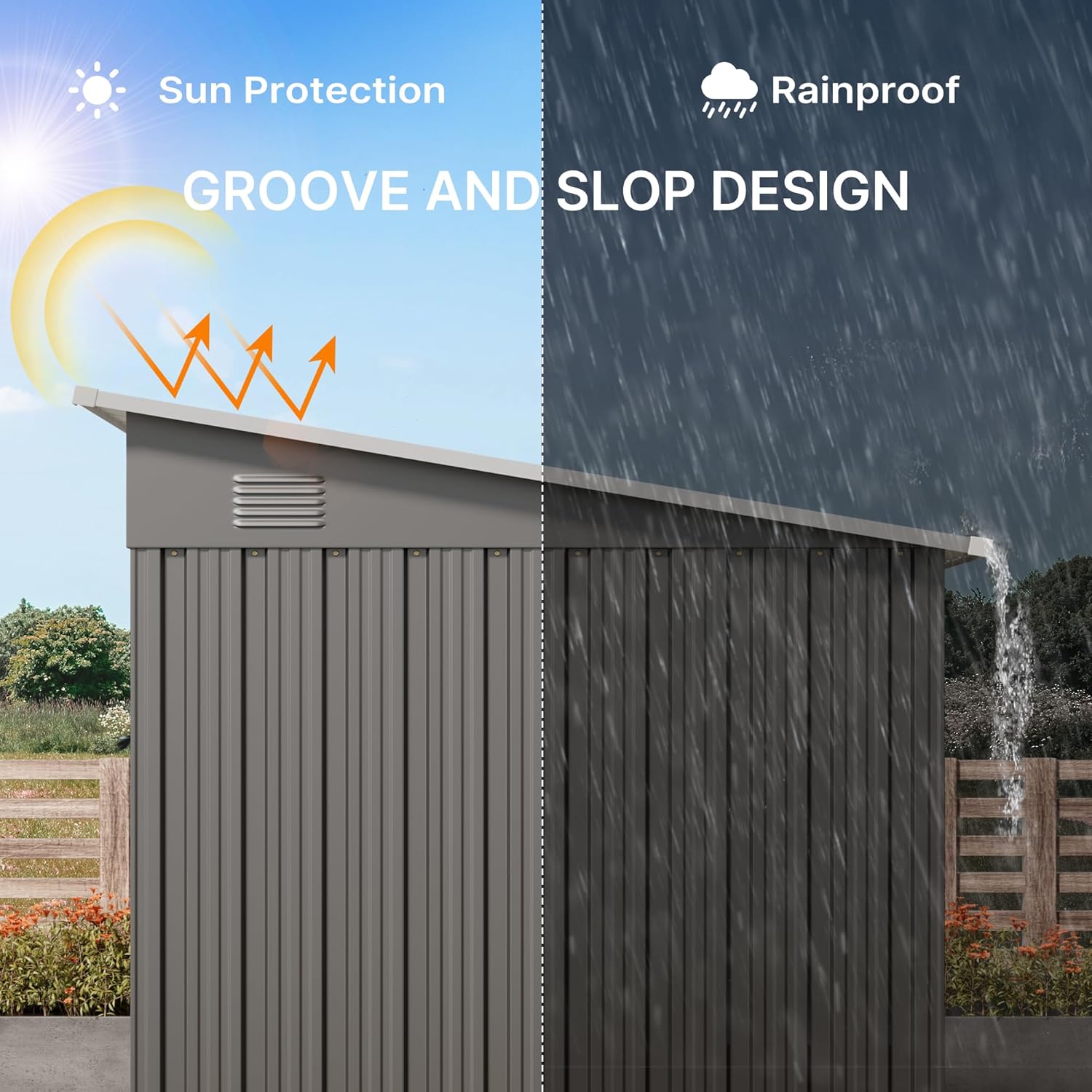 6' x 4' Outdoor Metal Storage Shed with Sliding Doors Dark Gray P6142