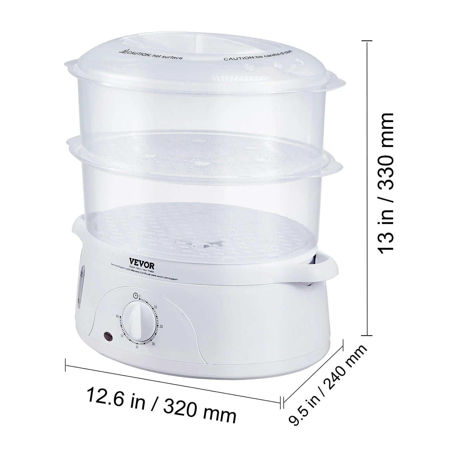 7.4Qt Electric Food Steamer 2-Tier 800W F7464