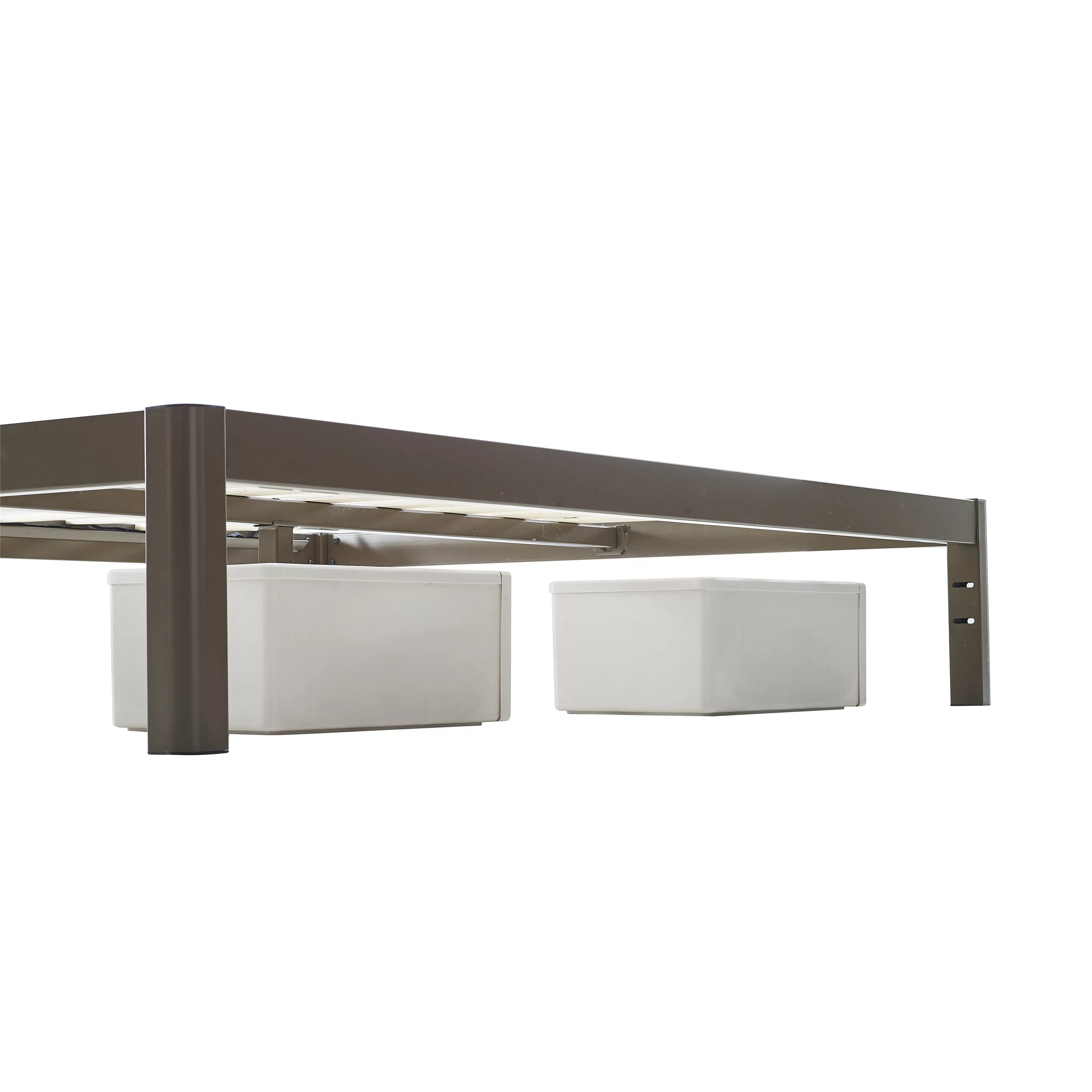 Queen Wood Slat Metal Platform Bed Frame E5474