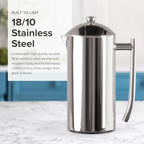 Polished 17 Ounces Double-Walled Stainless-Steel French Press Coffee Maker S741