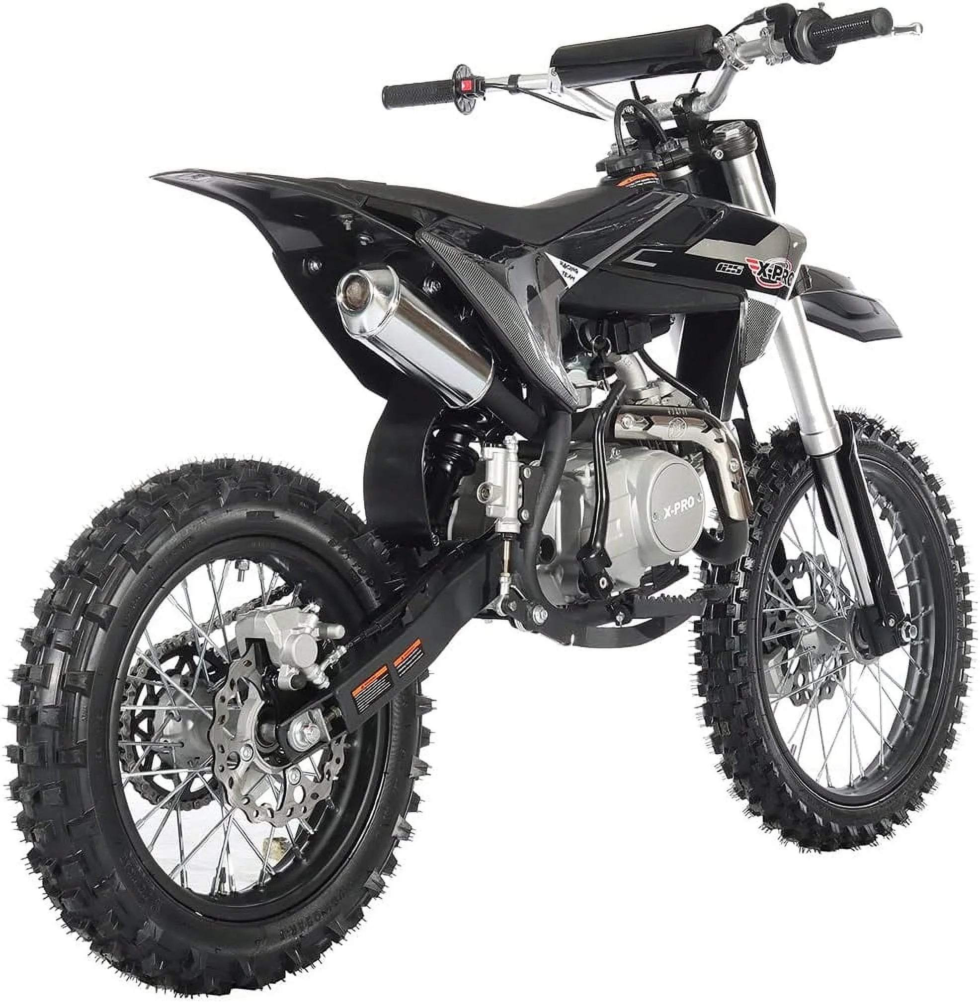 125cc Dirt Bike with 4 Speed Semi-Automatic Transmission, Kick Start 17"/14" Tires Y896