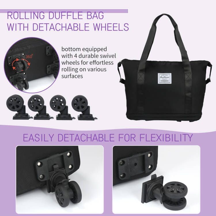 Grey Rolling Duffle Bag with Wheels H657799