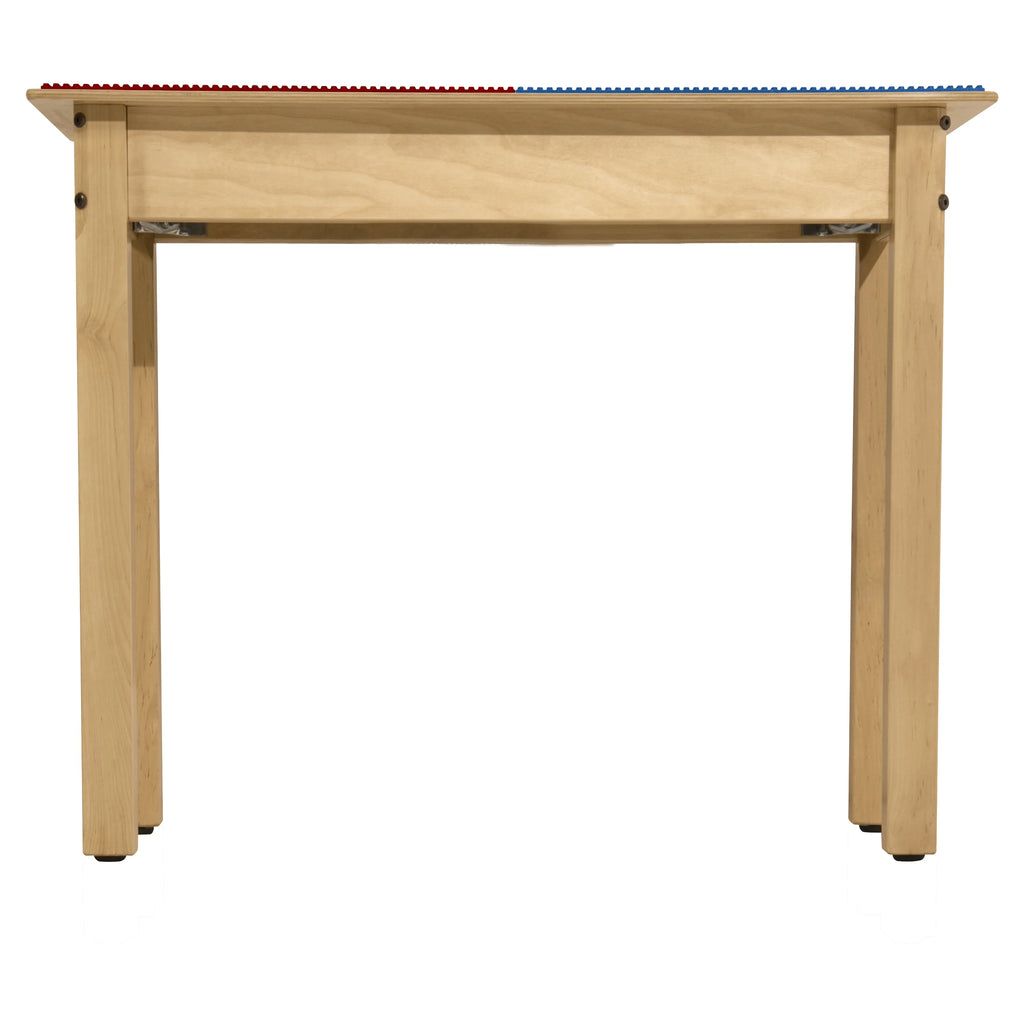 Montessori Wooden Table, Red N Blue Lego Compatible Blocks Play Table N31527