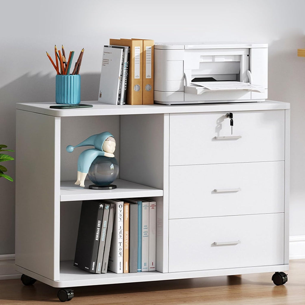 White 3 Drawer Rolling File Cabinet D350619