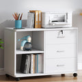 White 3 Drawer Rolling File Cabinet D350619