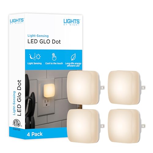 Mini Square LED Night Light, Plug-in, Dusk to Dawn Sensor, 4 Pack L265698