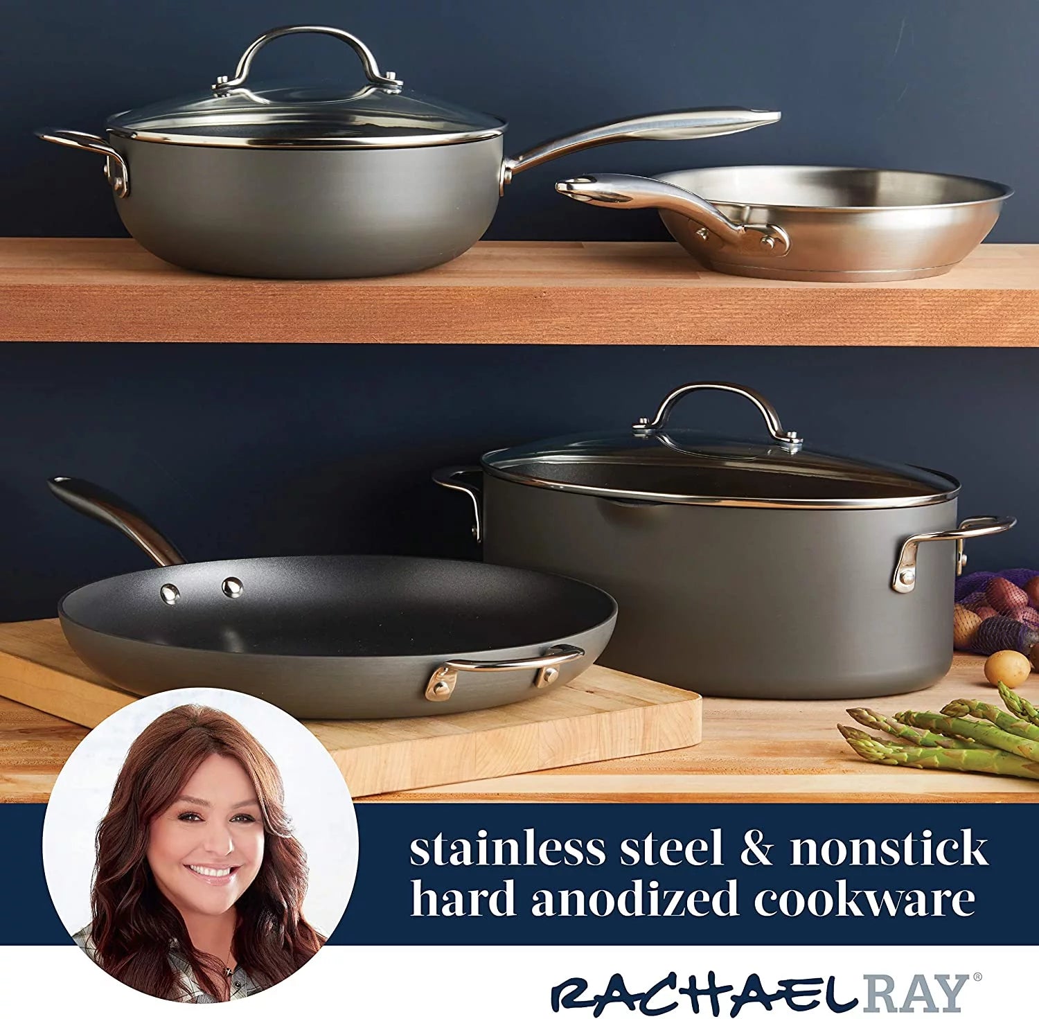 Hard Anodized 8 Quart Non-stick Oval Pasta Pot and Braiser Y660891