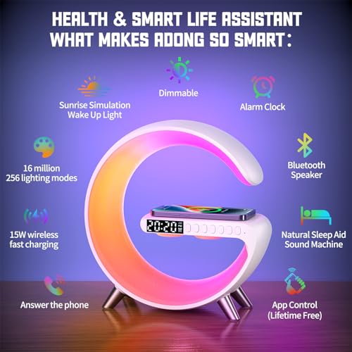 Smart LED Night Light with Wireless Charger and Bluetooth Speaker F72631