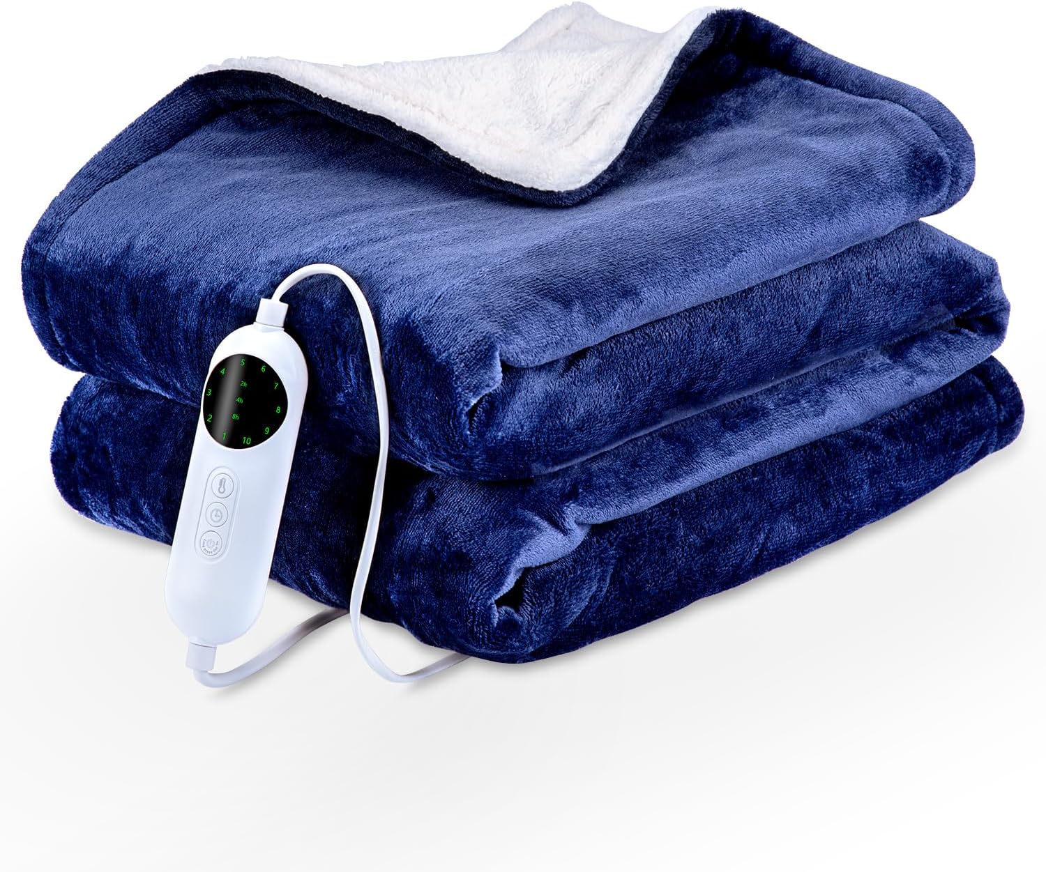 Blue 50" x 60" Flannel Electric Heated Blanket with Hand Controller M553