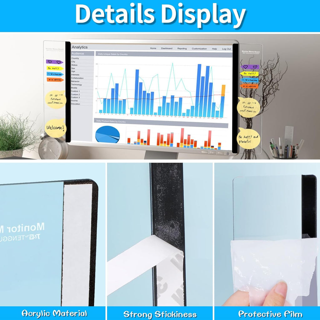 4PCS Acrylic Computer Monitor Memo Board E7239