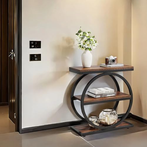 3-Tier Narrow Wood Side Table with Storage U895579