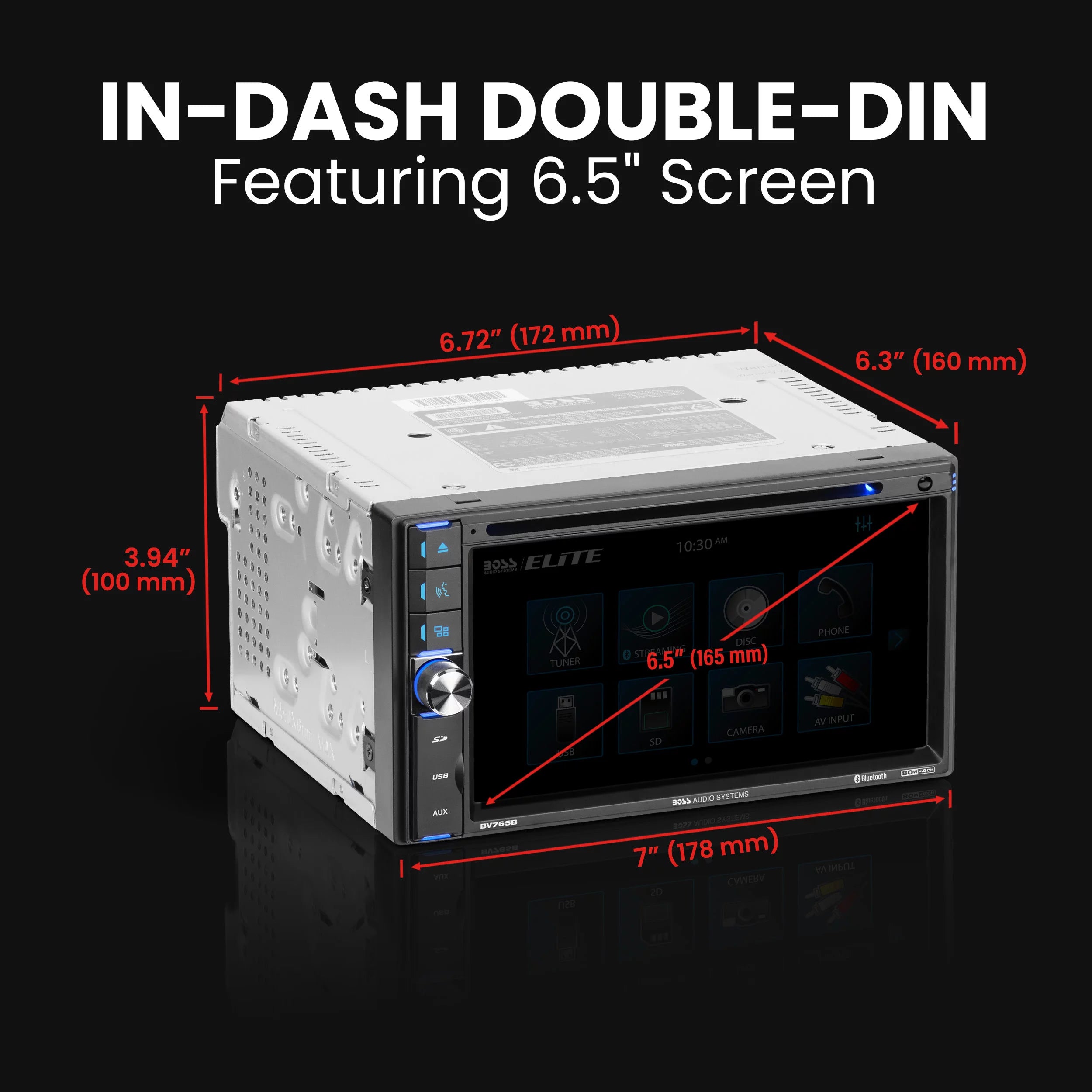 Restored 6.5 Inch Double Din Touchscreen Car Audio Stereo System with Bluetooth U872