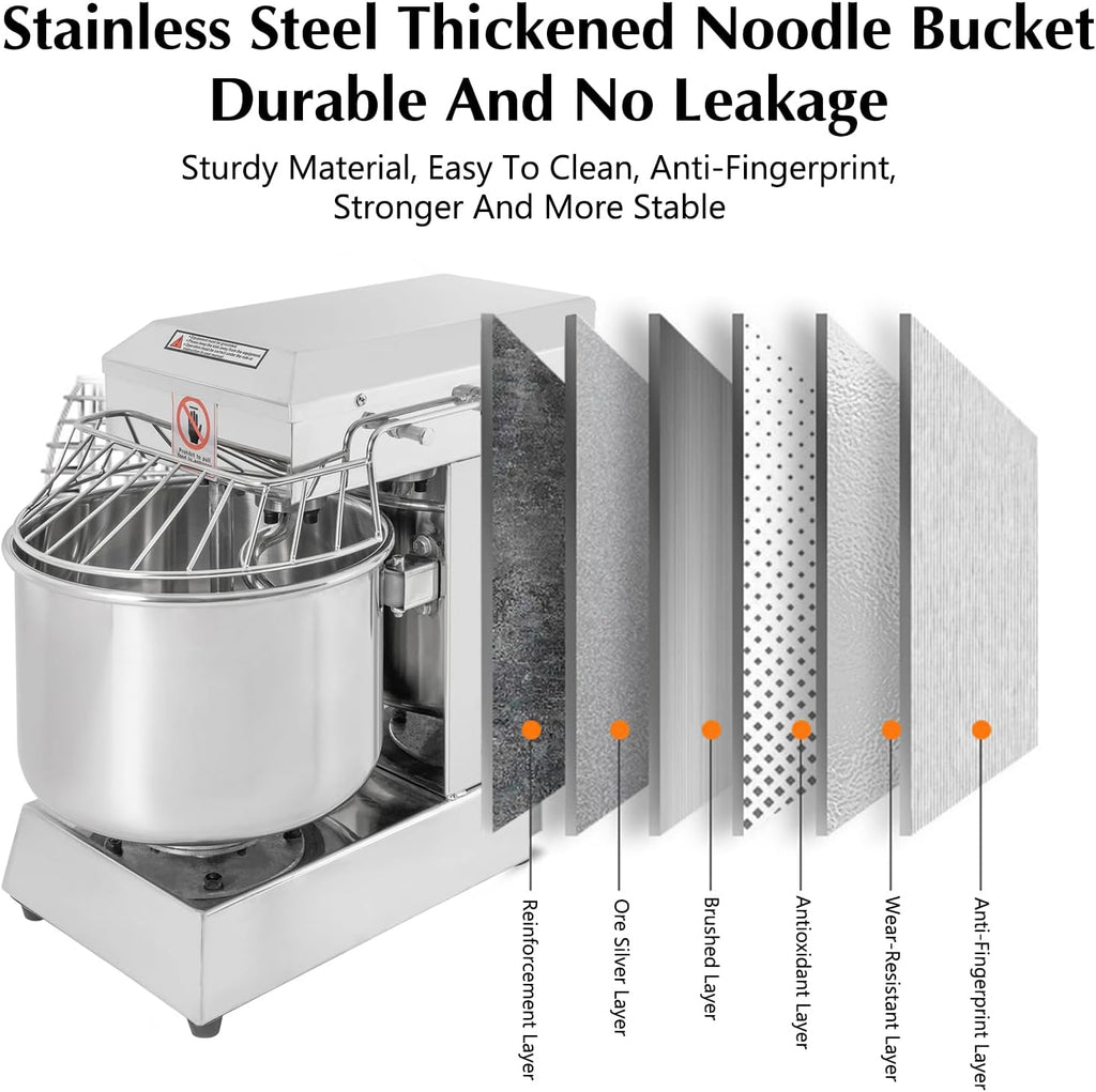 10.5Qt 1000W Spiral Mixer with Stainless Steel Bowl W551