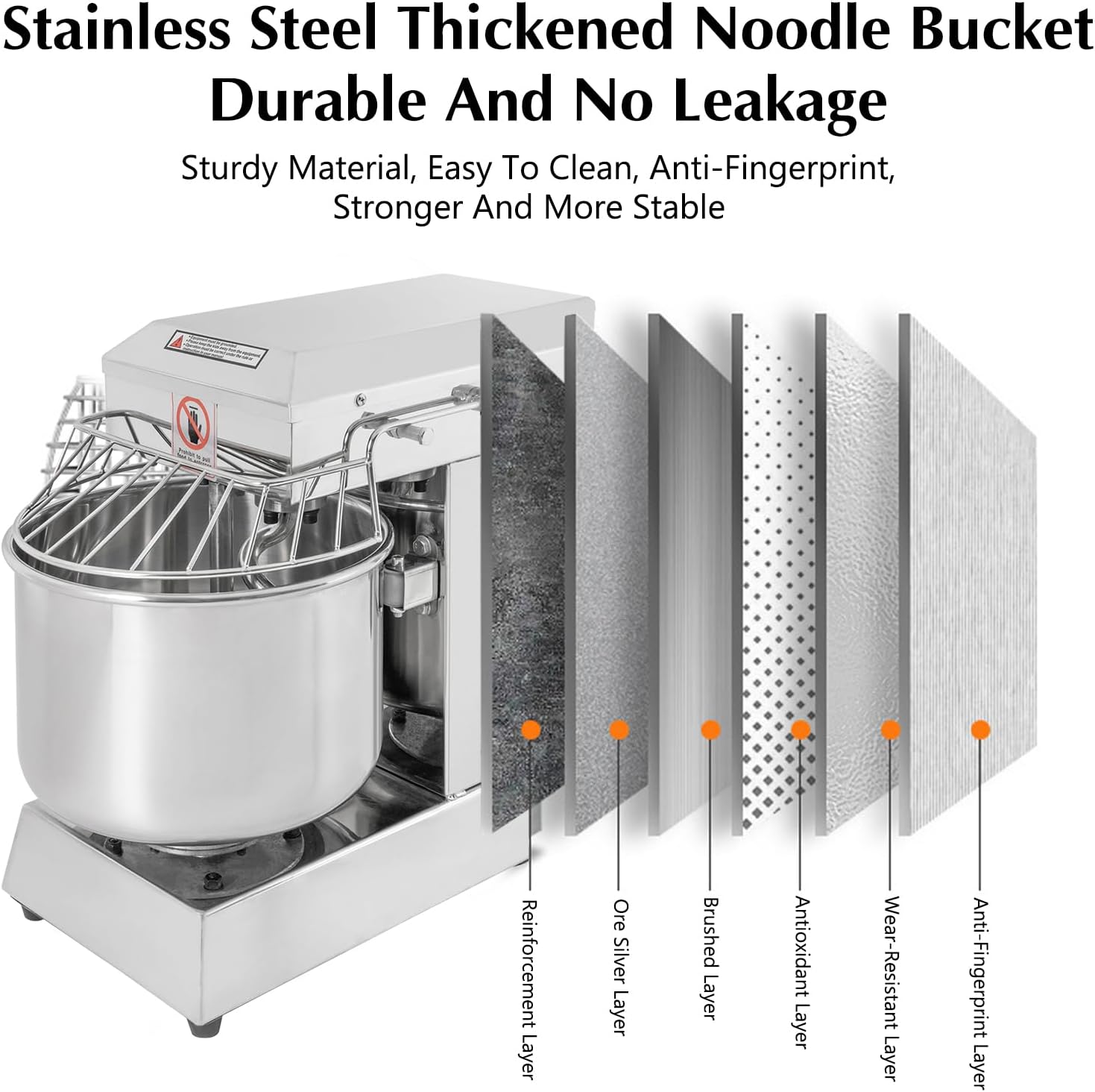 10.5Qt 1000W Spiral Mixer with Stainless Steel Bowl W551