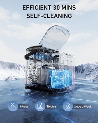 Black Portable Countertop Ice Maker, 26 lbs per 24 Hrs, Self-Cleaning S636783