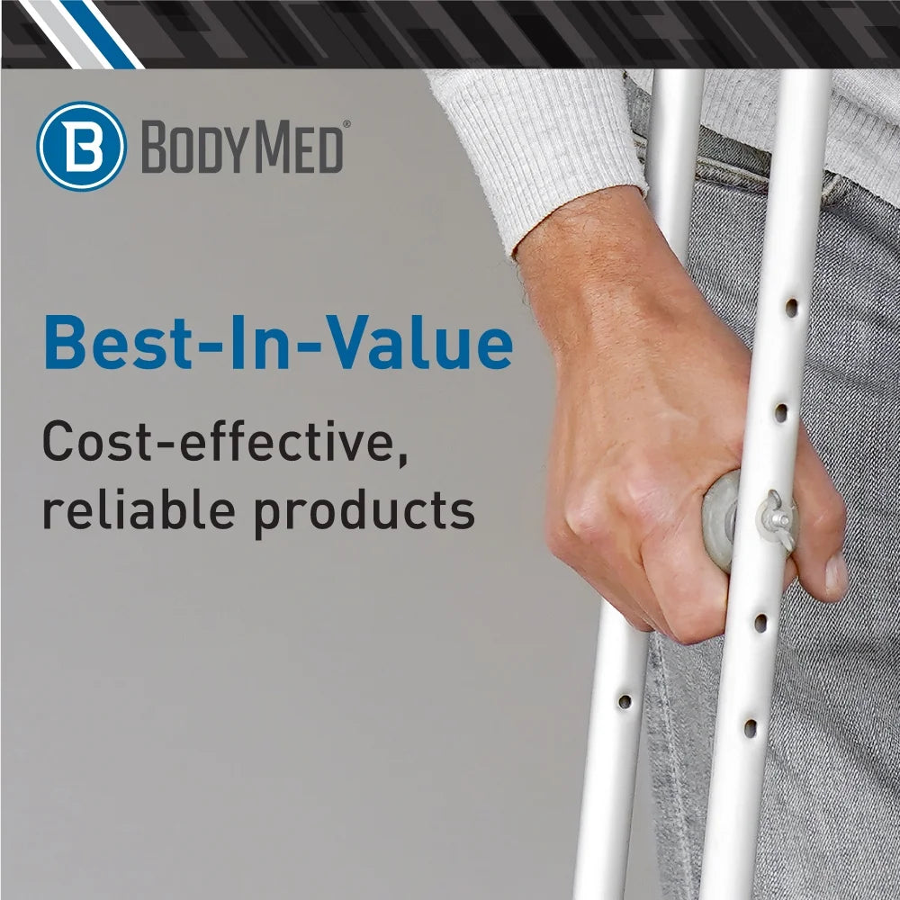 Lightweight Aluminum Crutches Pair, Adult, Medium, Height Adjustable I366