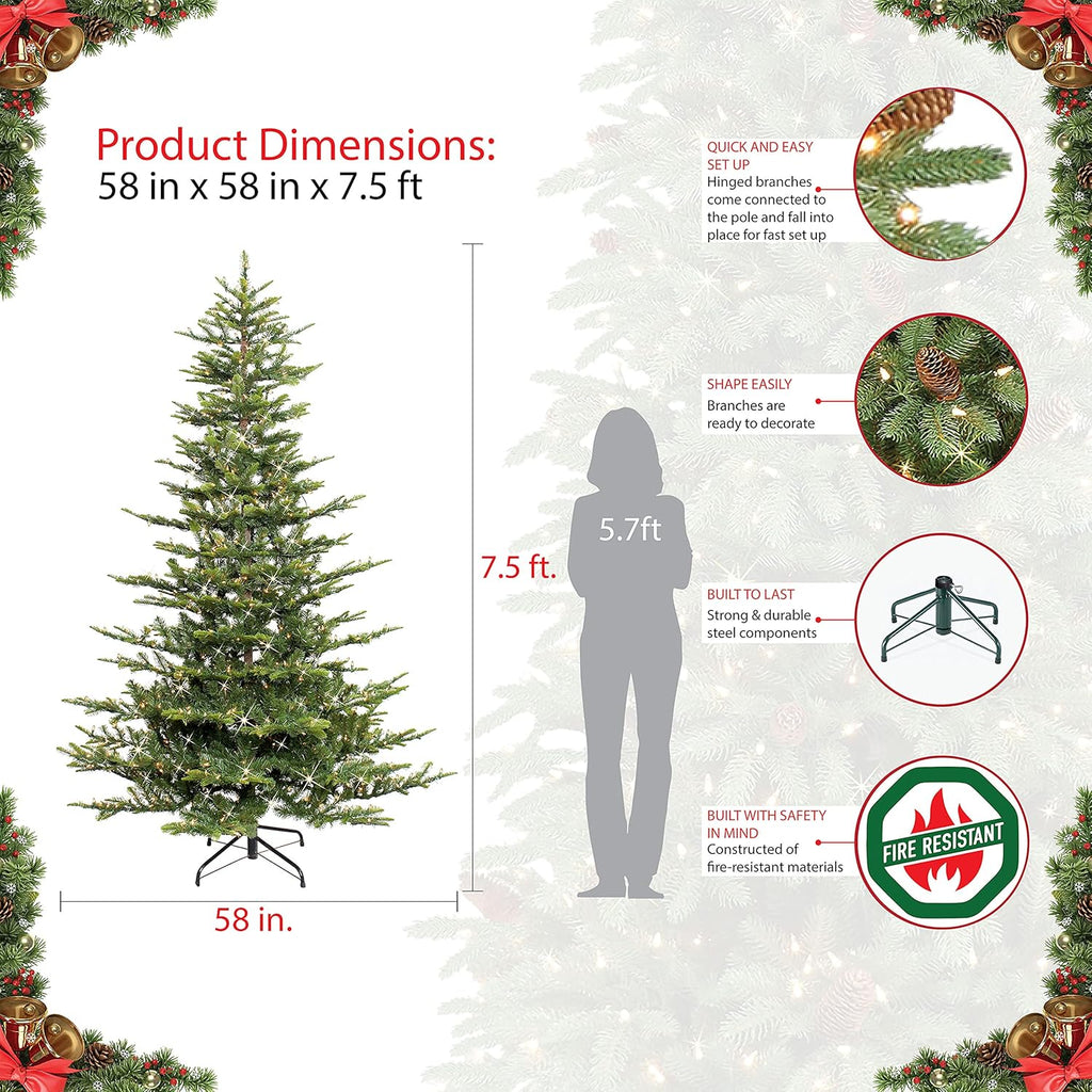7.5 Foot Pre-Lit Artificial Christmas Tree with 700 Clear Lights K221