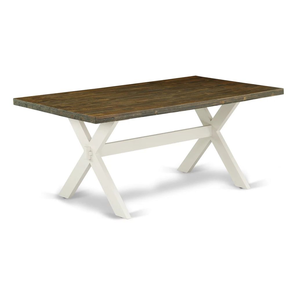 6-Pc Dining Table Set with Cream Linen Fabric Seat and Rectangular Top X928