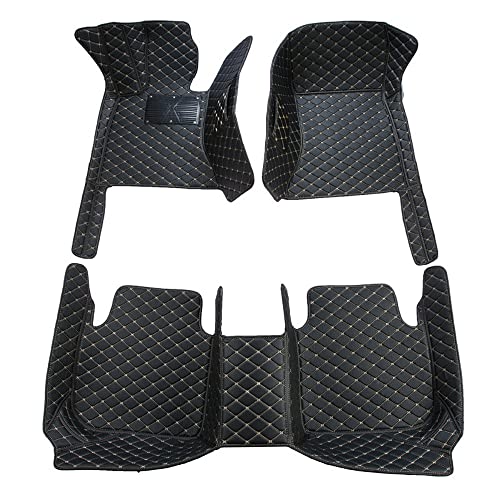 Black and Black with Green bar Luxury Leather Car Floor Mats E922
