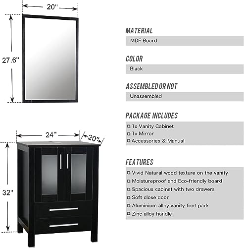 60" Double Bathroom Vanity with Porcelain White Sink O76843