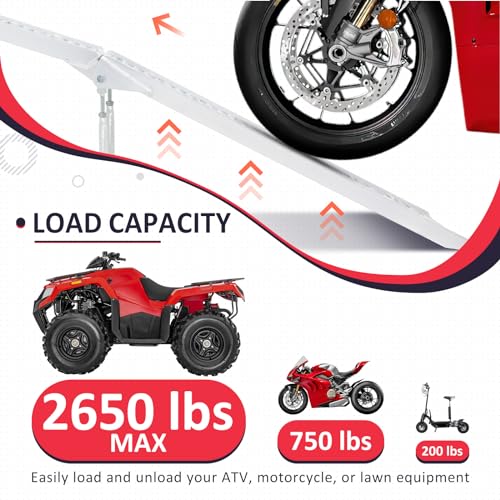 7.5FT Aluminum Folding Truck Loading Ramps with Support Legs / 2Pcs J623