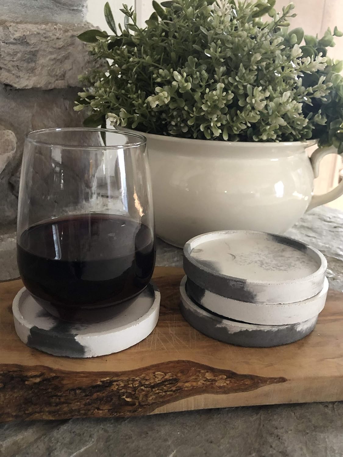 Grey and White Concrete Coasters (set of 4) W113019