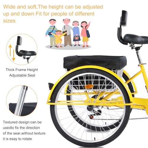 24/26-Inch 3-Wheel Adult Tricycle with 7-Speed Gearing and Basket A16270