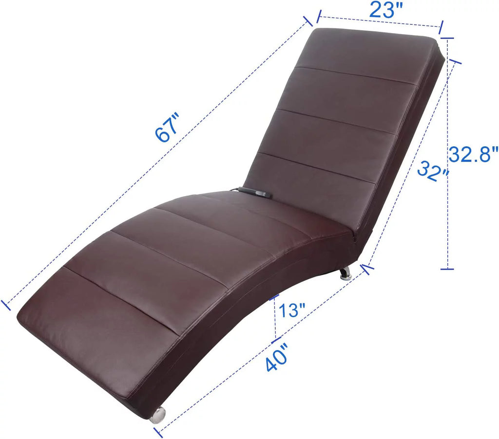 Brown PU Leather Electric Vibrating Recliner Chair with Heating T854932