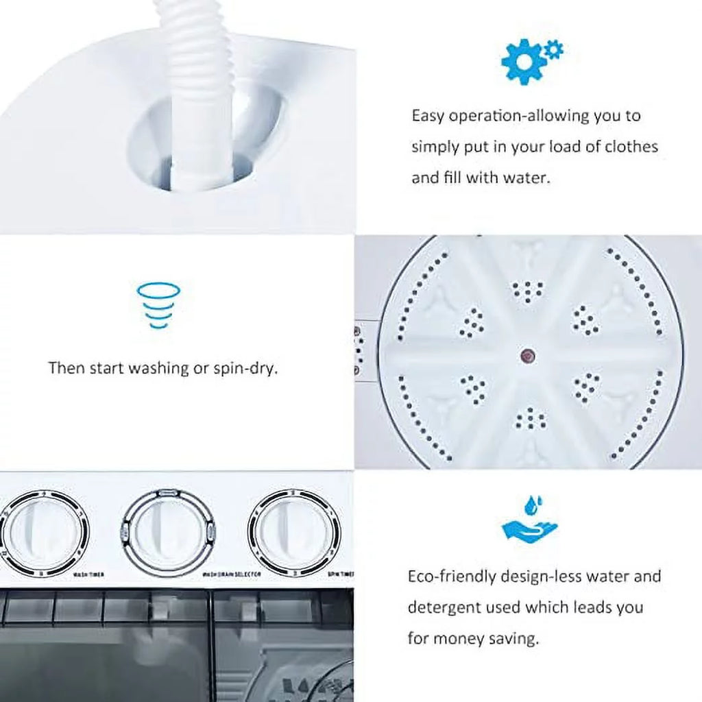 White & Grey Portable Twin Tub Washer Spin Dryer Z17672