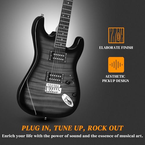 39 Inch H-H Pickups Electric Guitar Set with 20W Amplifier, Bag, Strap, Cable, Accessories Y362