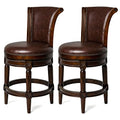 White Oak Finish Natural Color Fabric Counter Height Barstool with Back, Set of 2 K2598