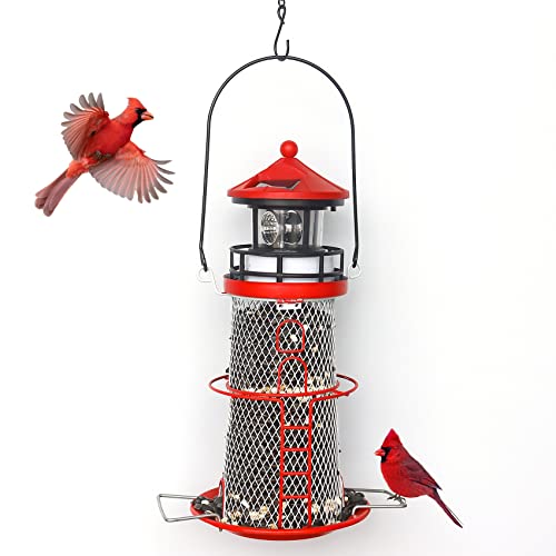 Blue 14" Solar Bird Feeder with Rotating Beacon LED Light A806