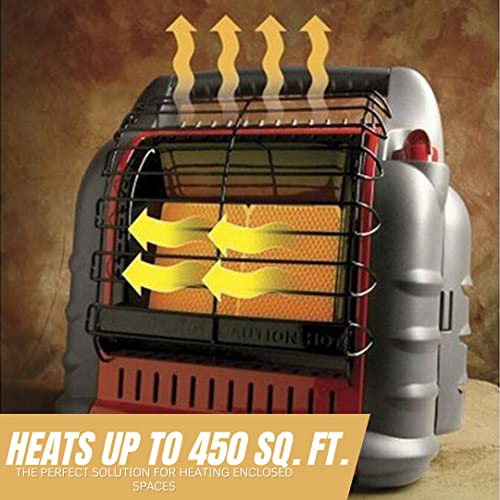 Portable Propane Heater Bundle with 10-Feet Hose and Tank Refill Adapter, 4,000 9,000 18,000 BTU (3 Items) A3896