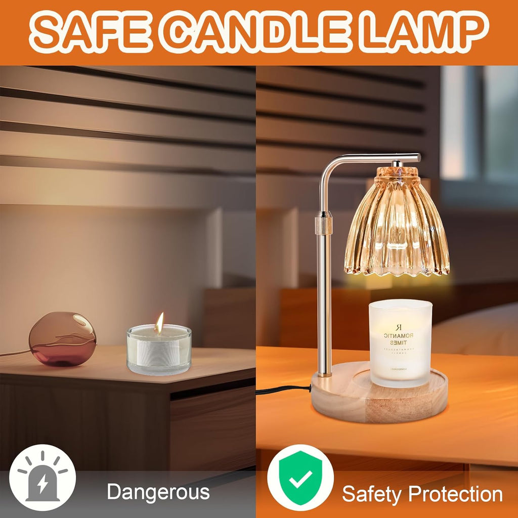 Electric Candle Warmer Lamp with Timer & Dimmer, Glass, Includes 2 Bulbs Y2607