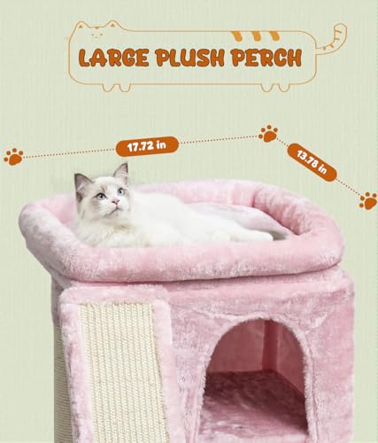 Beige Small Cat Tree with Scratching Post and Cave T549