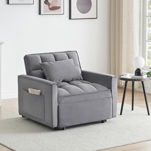 Dark Gray Velvet Convertible Sleeper Chair S96813