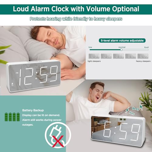 Large Digital Alarm Clock with USB Charger Port, Black with Green Digits Y171605