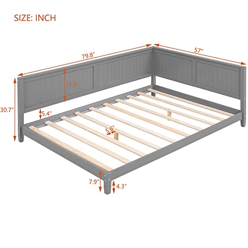 Full Daybed Frame, Full Size Platform Bed with Slat Support, Wood Full Sofa Bed Y586226