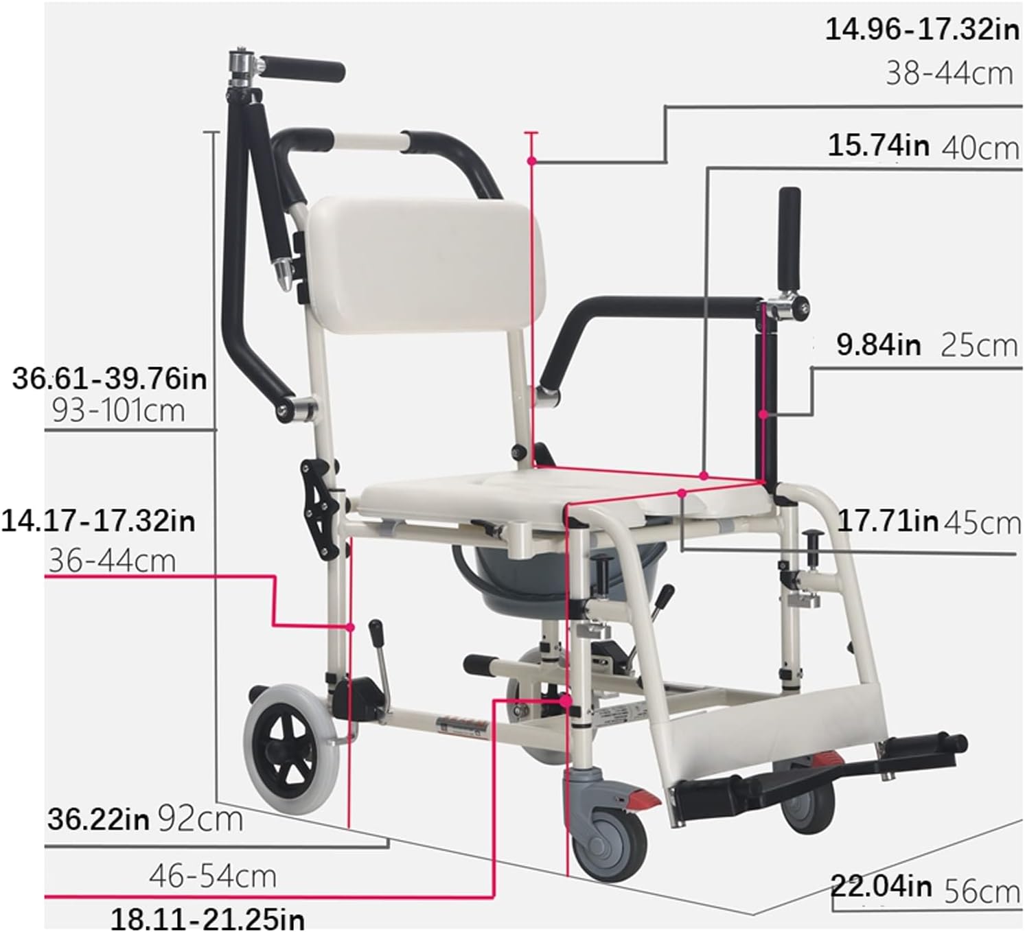 Bedside Toilet, Rolling Shower Wheelchair, Transfer Chair N5815