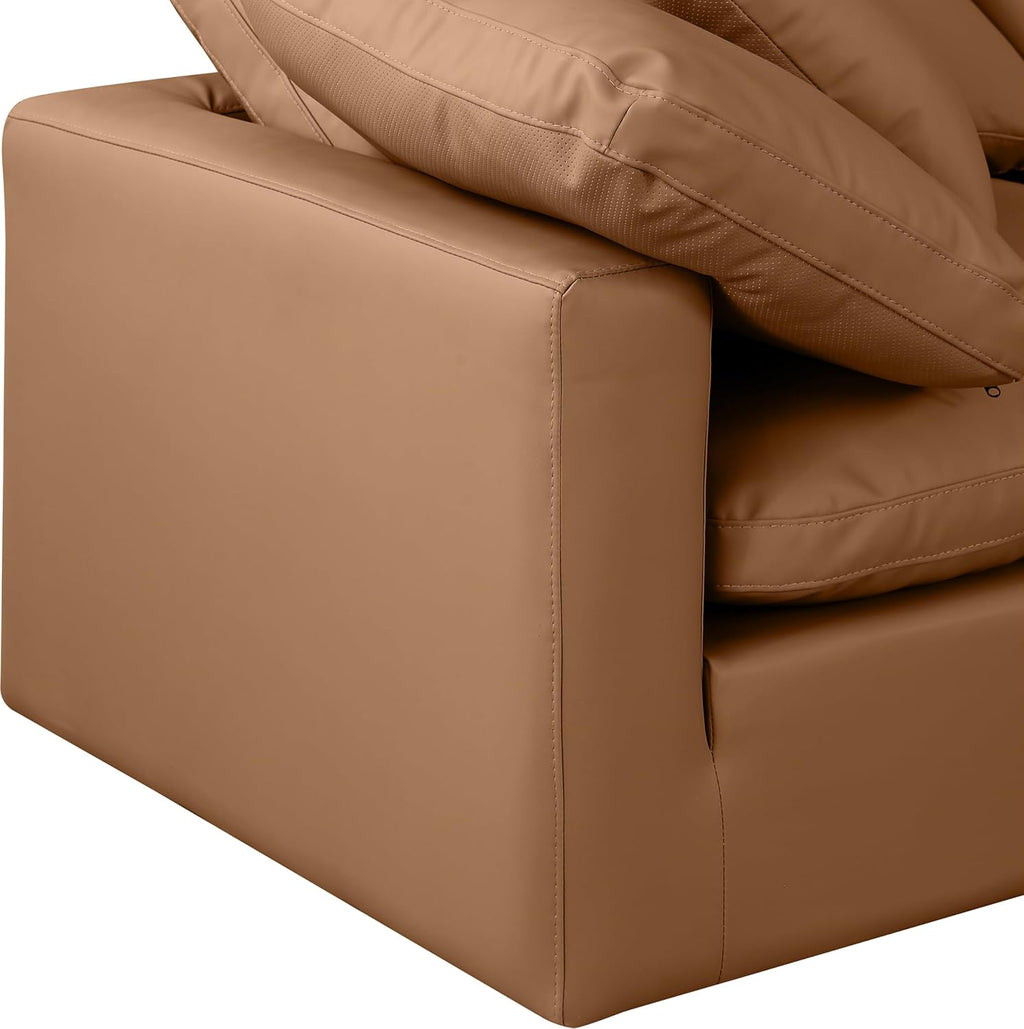 Cognac Vegan Leather Sectional X434970