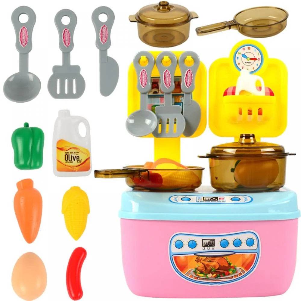 12PCS Kids Kitchen Pretend Play Cooking Set with Play Food and Utensils S43370
