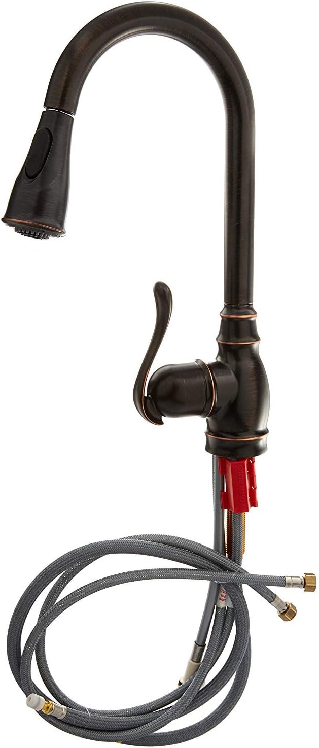 Single Handle Kitchen Faucet with Pullout Spray, Mediterranean Bronze D880