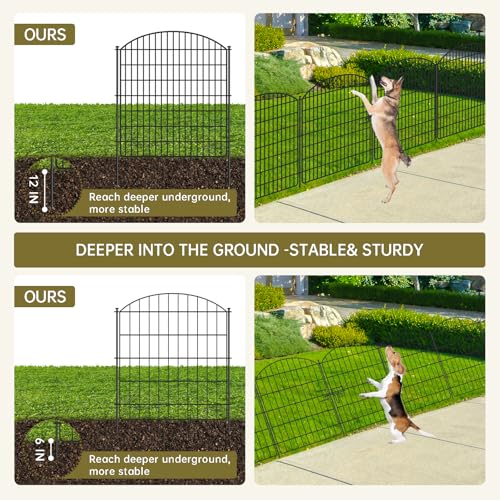 16 Panels 32in x 38.6ft Rustproof Metal Garden Fence with Gate T4746