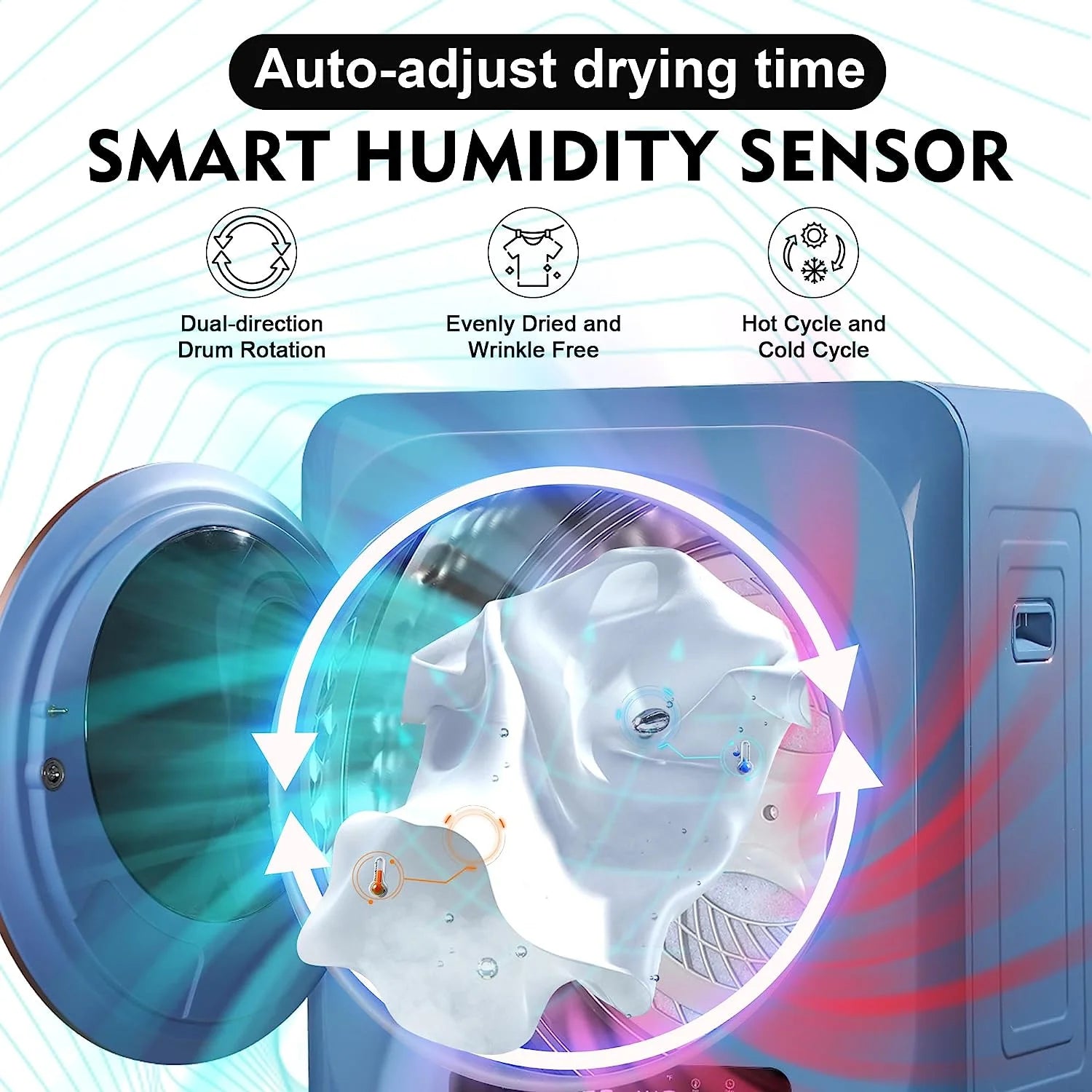 Compact Electric Clothes Dryer 8.8 Lbs 850W with Moisture Sensor P85896