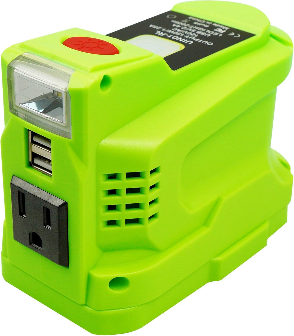150W DC 18V to AC 110V-120V Power Inverter with AC Outlet Dual USB Outlet LED Light M823