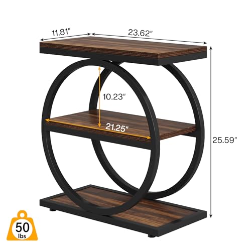 3-Tier Narrow Wood Side Table with Storage U895579