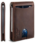 RFID Blocking Slim Bifold Genuine Leather Front Pocket Wallets with Money Clip O867