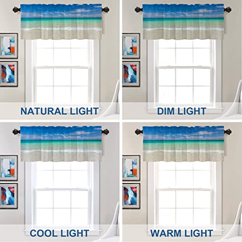 Blue Ocean Tropical Beach Valances Half Window Curtain Set of 2 52x18 Inch S7525