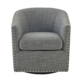 Black Upholstered Barrel Swivel Chair with Metal Base Z5249