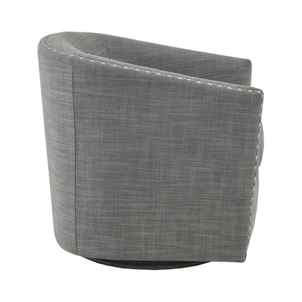 Black Upholstered Barrel Swivel Chair with Metal Base Z5249